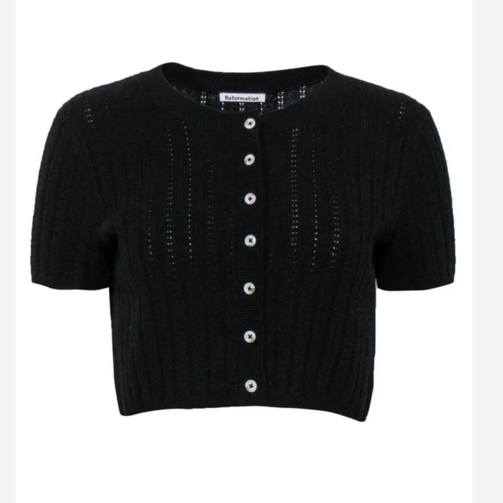 100% cashmere reformation short sleeved cardigan